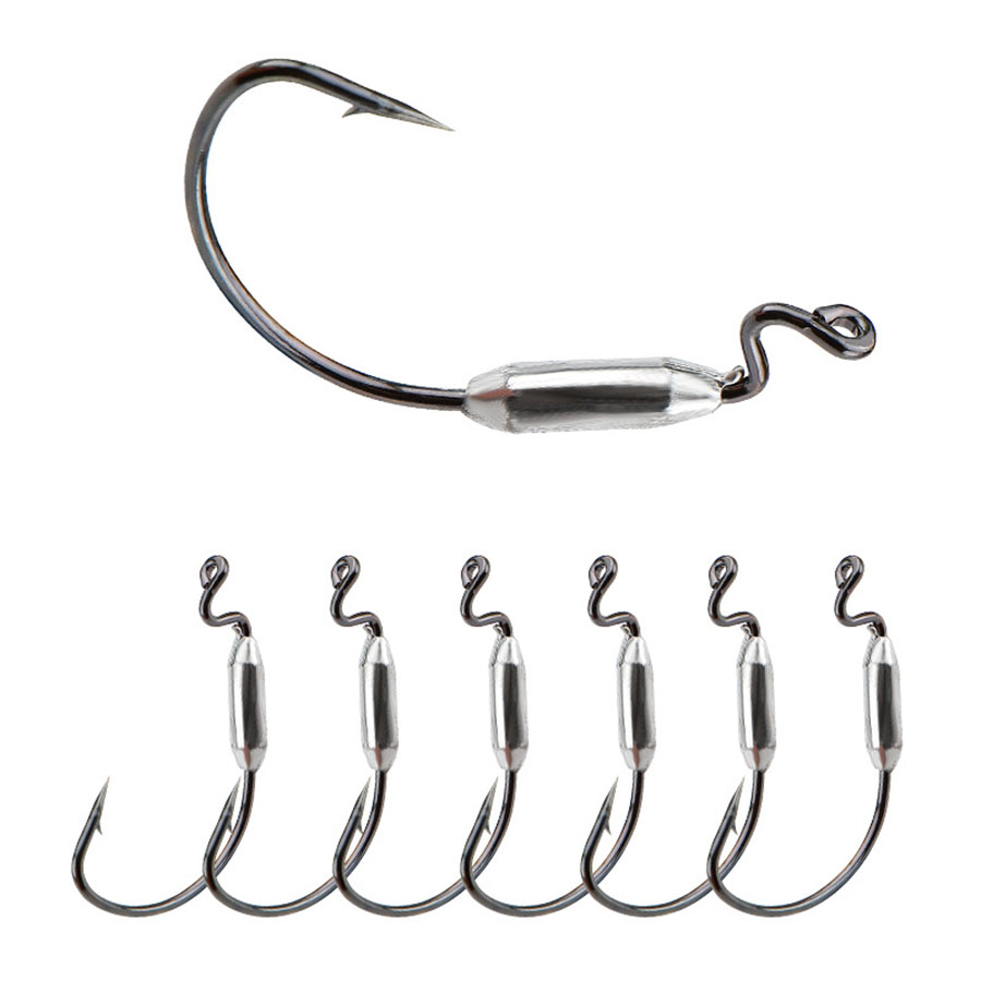 Fishing Hook Offset - 5개입 소프트 웜 루어 1/0 #
