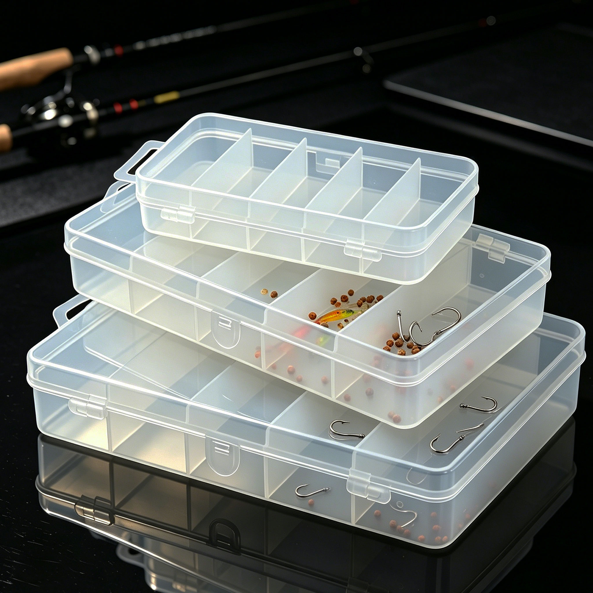 Fishing Hook Box - 1/3개 플라스틱 낚시 미끼 3가지 크기,