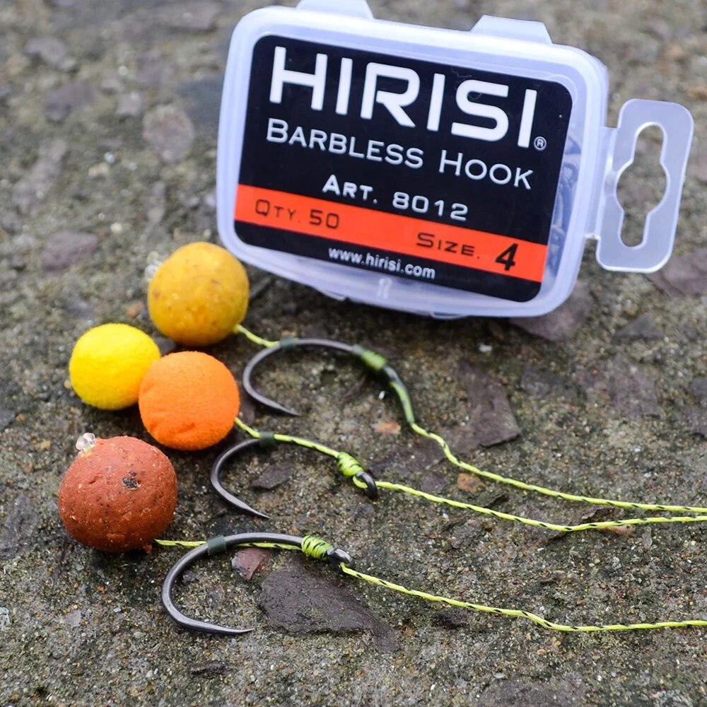 Fishing Hook Barbless - 히리시 50개 코팅 고탄소 스테인리스 스틸
