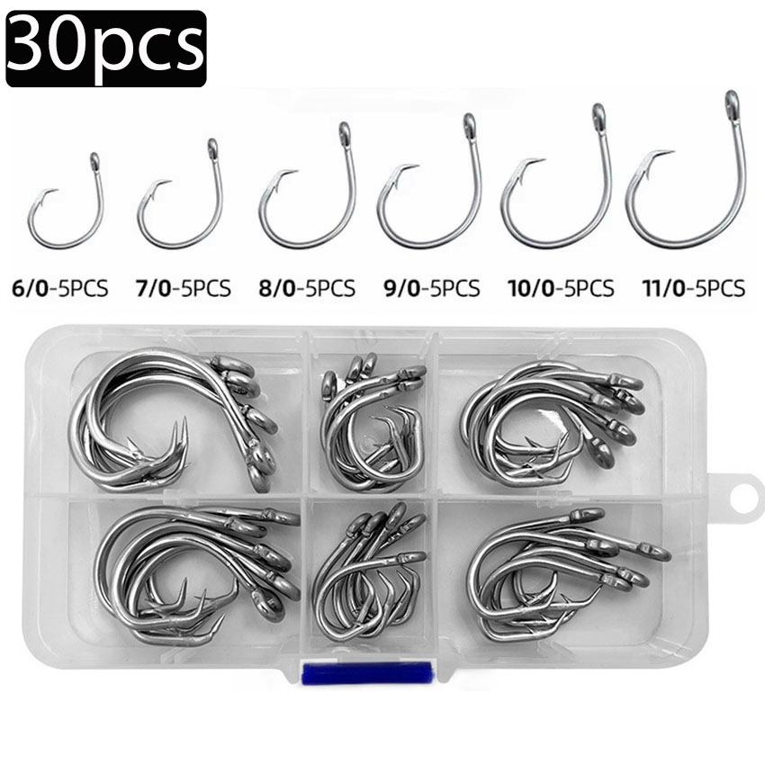 30개/박스 낚시 바늘 스테인리스 스틸 와이드 갭 서클 - Fishing Hook Circle 리뷰 및 가격