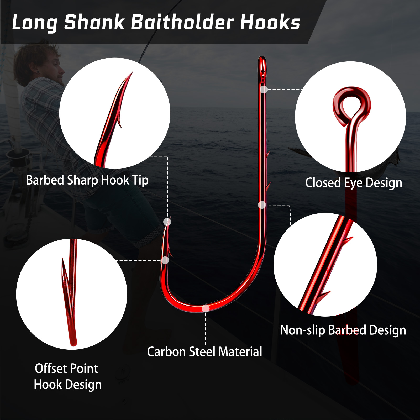 9KM Baitholder 낚시 후크 긴 생크 레드 웜 - Fishing Hook Circle 리뷰 및 가격
